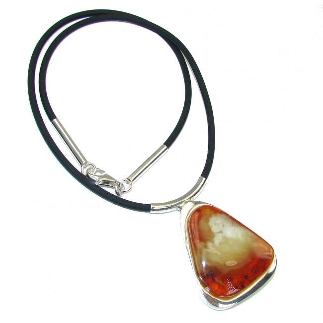 Natural AAA Baltic Polish Amber, Natural Leather necklace