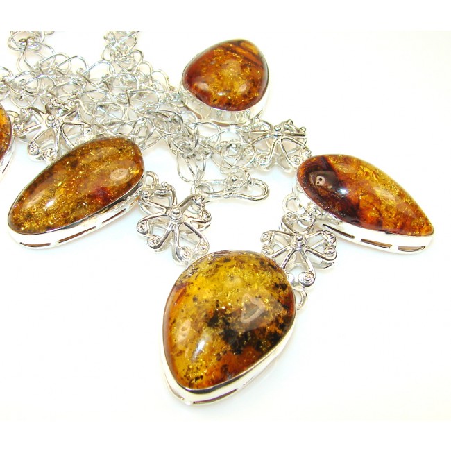 Magnificent Polish Amber Sterling Silver necklace