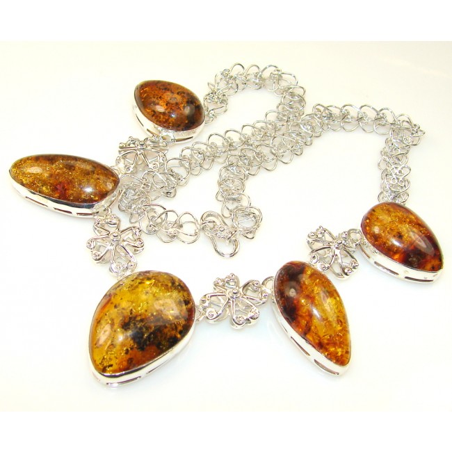 Magnificent Polish Amber Sterling Silver necklace
