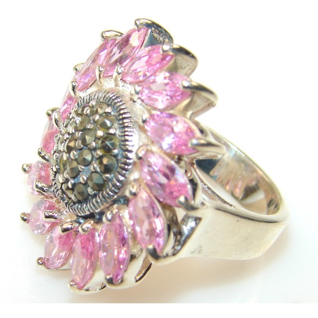 Great Pink Kunzite Stone Sterling Silver ring s. 7 1/4