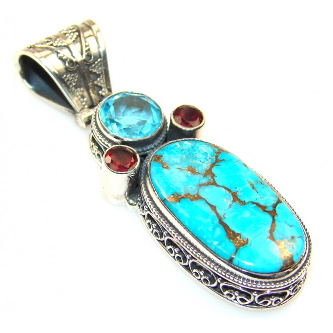 Delicate Copper Turquoise Sterling Silver Pendant