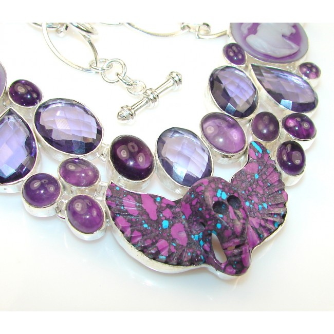 Unique Created Purple Turquoise Sterling Silver necklace