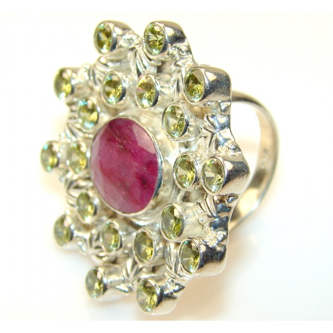 Natural Beauty Ruby Sterling Silver Ring s. 9 1/4