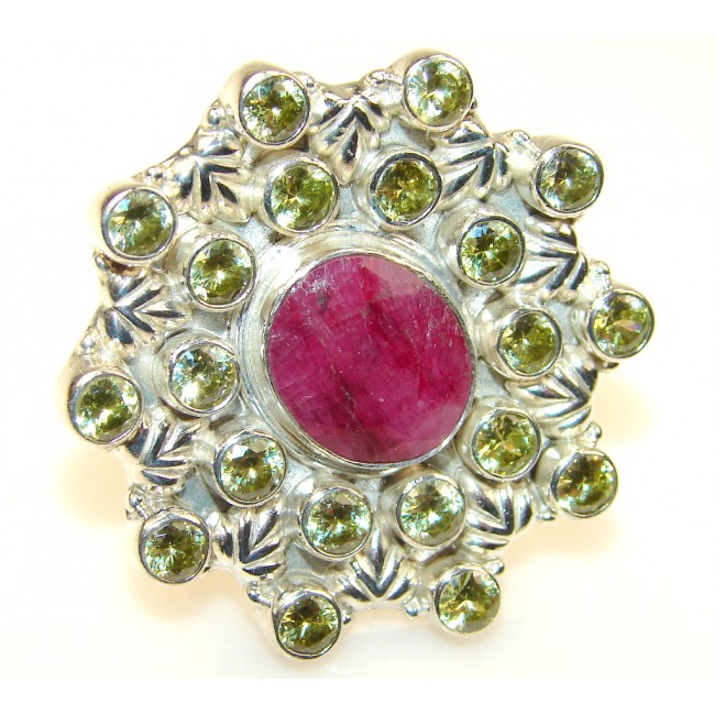 Natural Beauty Ruby Sterling Silver Ring s. 9 1/4