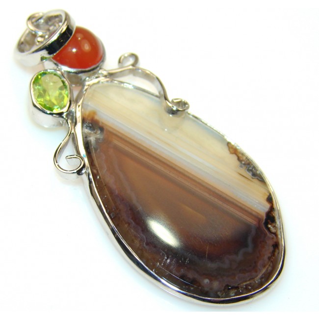 Abstract Botswana Agate Sterling Silver Pendant