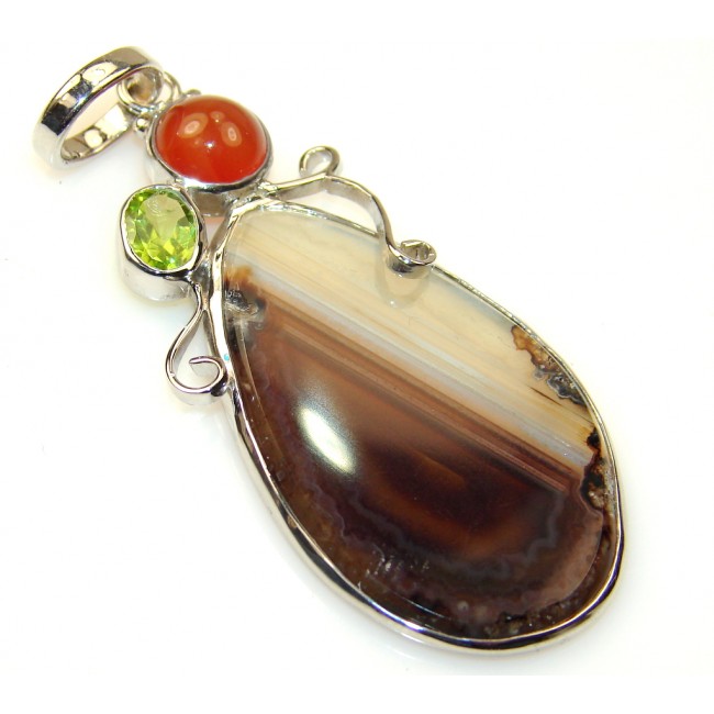 Abstract Botswana Agate Sterling Silver Pendant