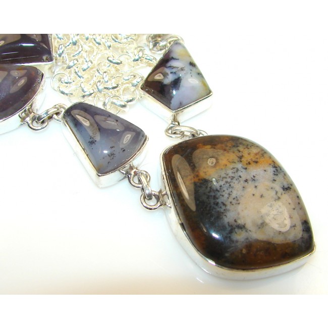 Unusal Style Of Dendritic Agate Sterling Silver necklace