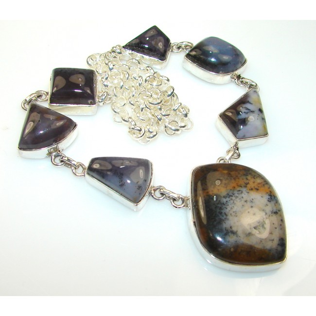 Unusal Style Of Dendritic Agate Sterling Silver necklace