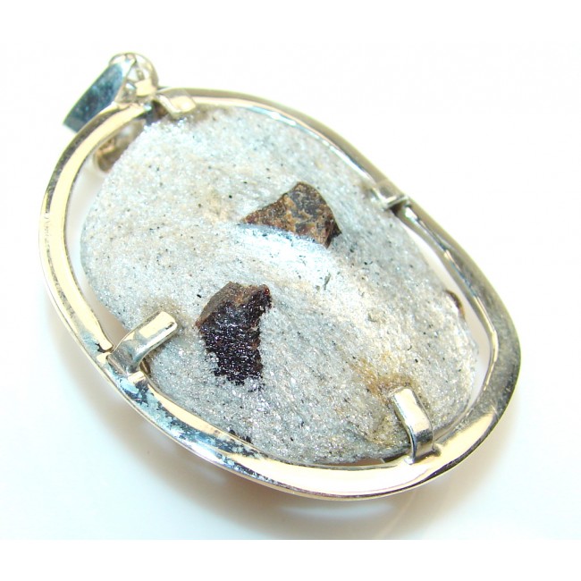 Unique!!! Pyrite Sun In Ferny Fossil Matrix Sterling Silver pendant