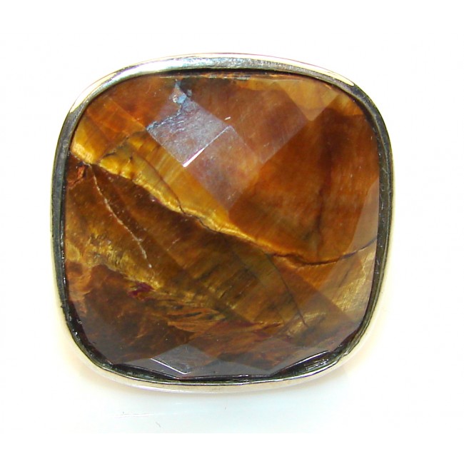 Delicate Tigers Eye Sterling Silver Ring s. 8