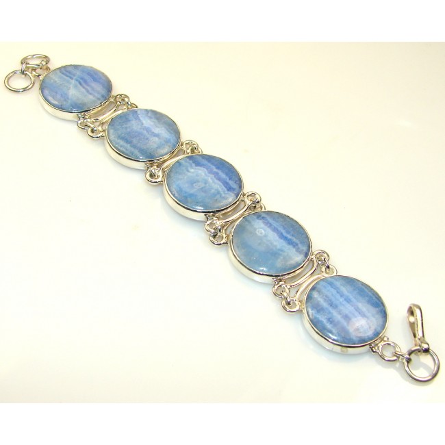 Secret Dyed Blue Rhodochrosite Sterling Silver Bracelet