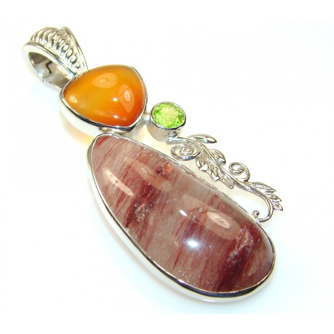 Gentle Red Rutilated Quartz Sterling Silver Pendant
