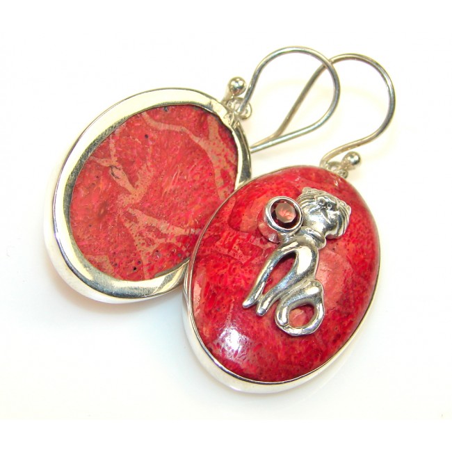 Pracious Fossilized Coral Sterling Silver earrings