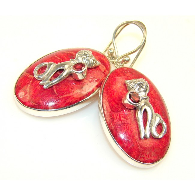 Pracious Fossilized Coral Sterling Silver earrings