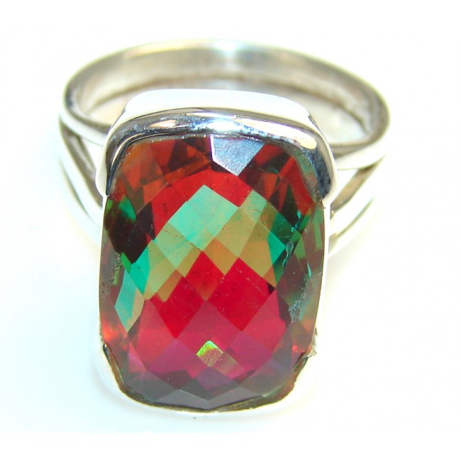 Precious Dichroic Glass Sterling Silver ring s. 7 1/2