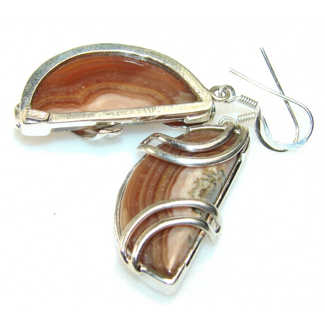 New Design!! Rhodochrosite Sterling Silver earrings