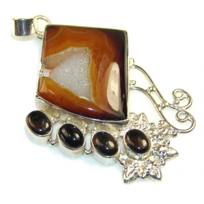 Excellent Agate Druzy Sterling Silver Pendant