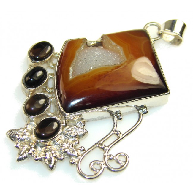 Excellent Agate Druzy Sterling Silver Pendant
