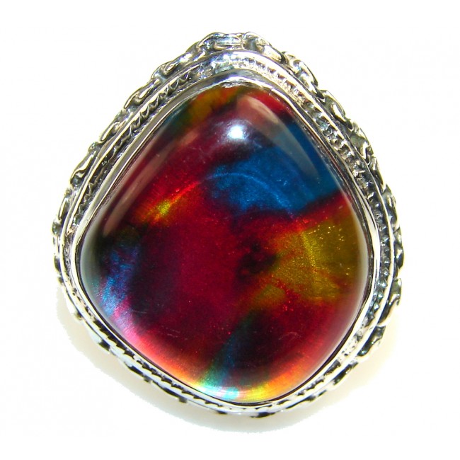 Excellent Dichroic Glass Sterling Silver ring s. 8