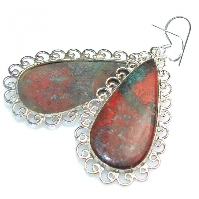 Natural Red Sonora Jasper Sterling Silver earrings