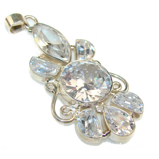 Excellent White Topaz Sterling Silver Pendant