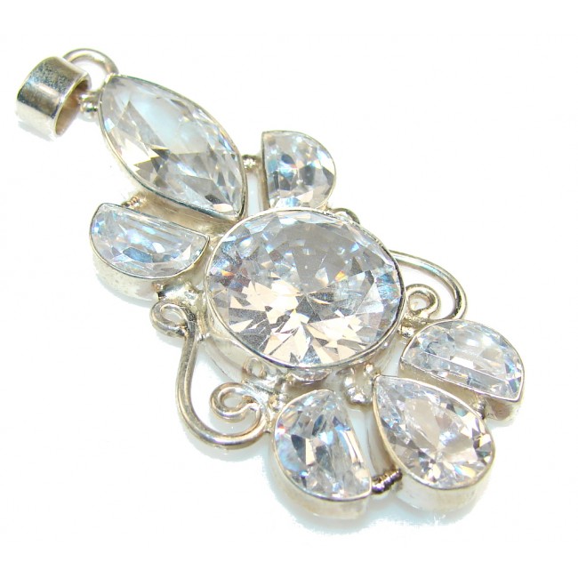 Excellent White Topaz Sterling Silver Pendant