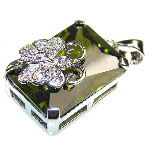 Created Green Chrome Diopside Quartz Sterling Silver Pendant