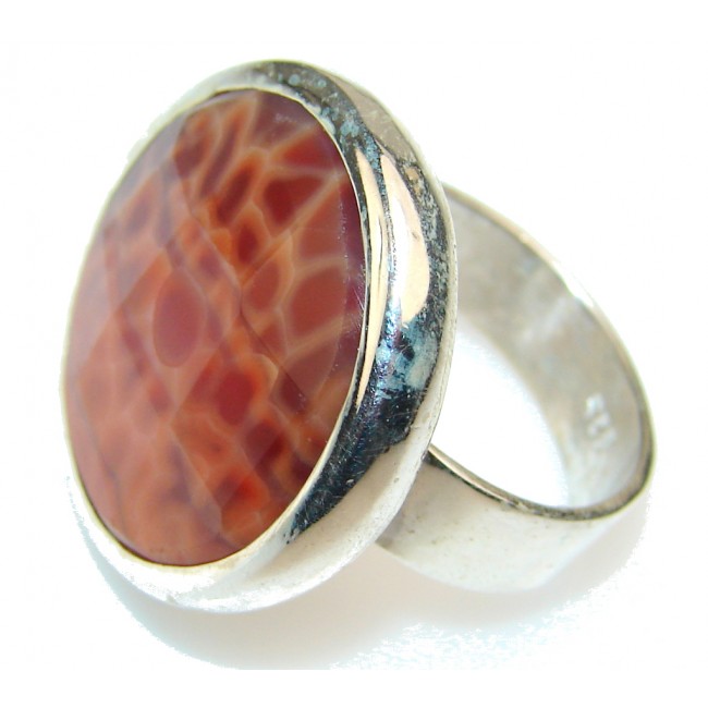 Sweet Mexican Fire Agate Sterling Silver Ring s. 6 1/4