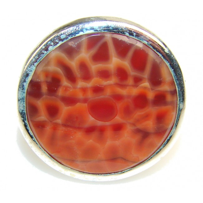 Sweet Mexican Fire Agate Sterling Silver Ring s. 6 1/4