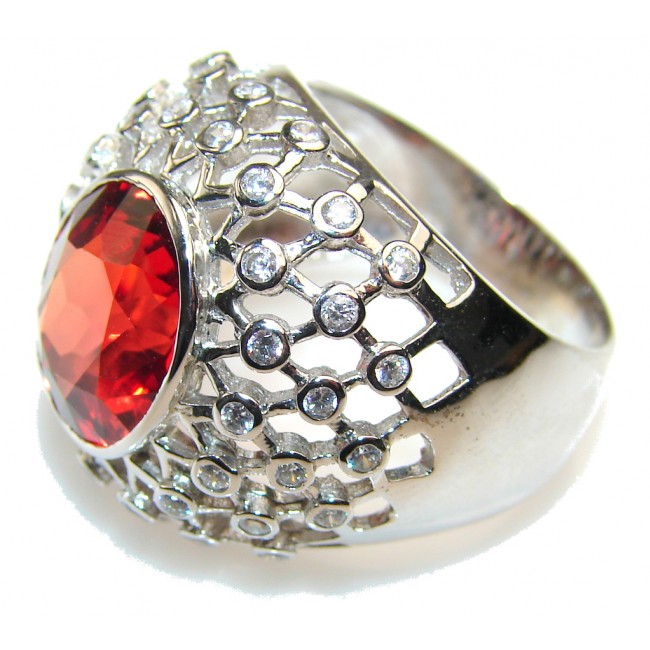 Love Secret!! Red Quartz Sterling Silver Ring s. 7 1/4