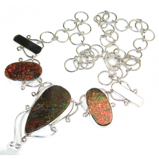 Promise Of Love!! Ammolite Sterling Silver necklace