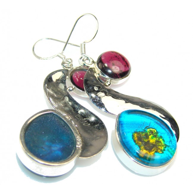 Island Fantasy!! Dichroic Glass Sterling Silver earrings