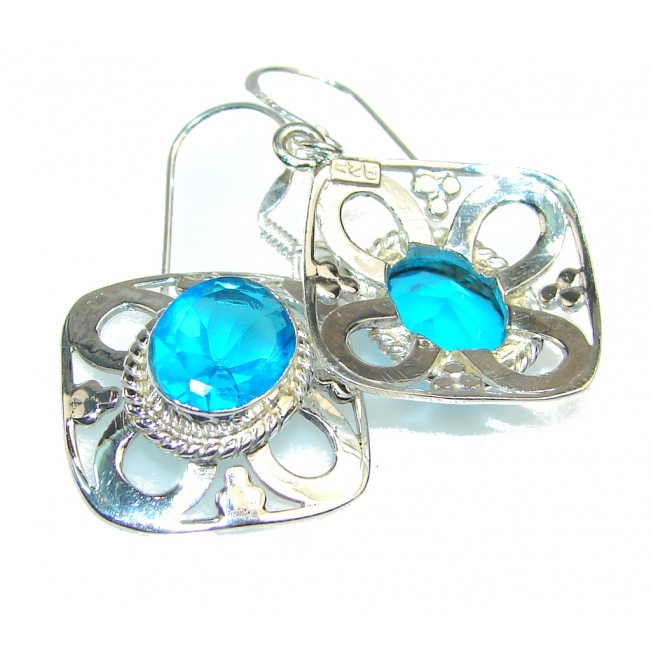 Created Blue Topaz Sterling Silver earrings