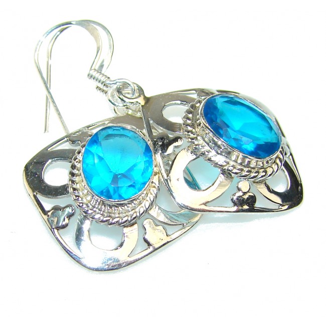 Created Blue Topaz Sterling Silver earrings