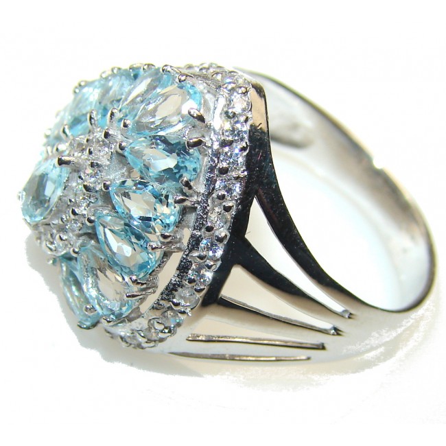 Amazing Swiss Blue Topaz Sterling Silver Ring s. 9 1/4