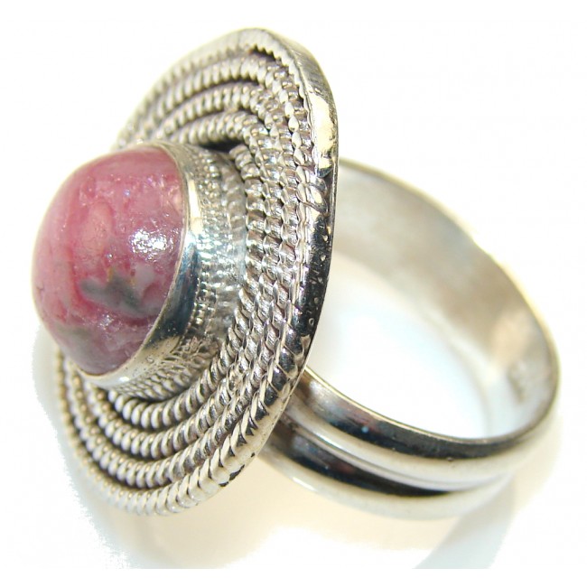 Hand Crafted Rhodochrosite Sterling Silver ring s. 9