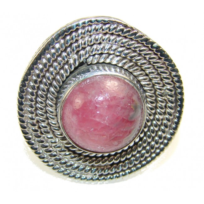 Hand Crafted Rhodochrosite Sterling Silver ring s. 9