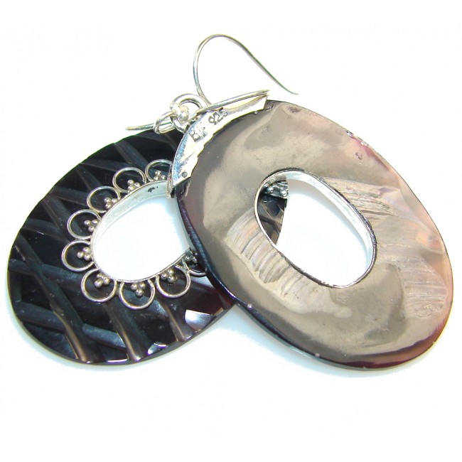 Classy Carved Abalone Shell Sterling Silver earrings