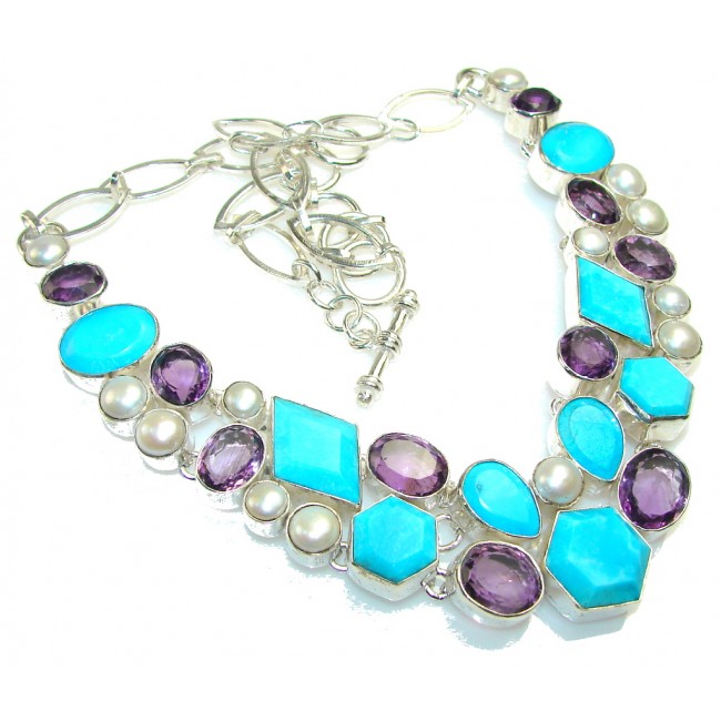 Awesome Color Of Stabilized Turquoise Sterling Silver necklace