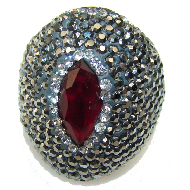 Gorgeous Design Of Red Ruby Sterling Silver Ring s. 8