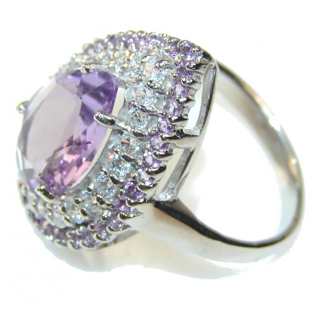 Real Expressions Pink Amethyst Sterling Silver ring; size 9