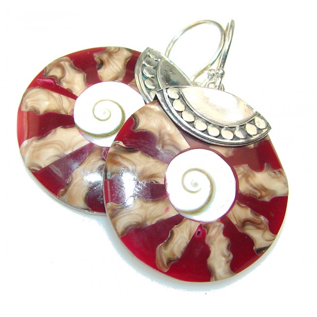 Sweet Red Ocean Shell Sterling Silver earrings