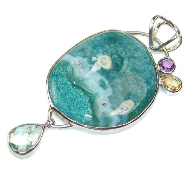 Natural Beauty AAA Moss Agate Sterling Silver Pendant