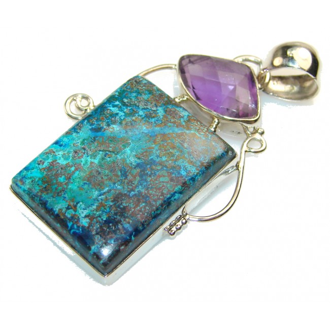 Natural Blue Chrysocolla Sterling Silver pendant