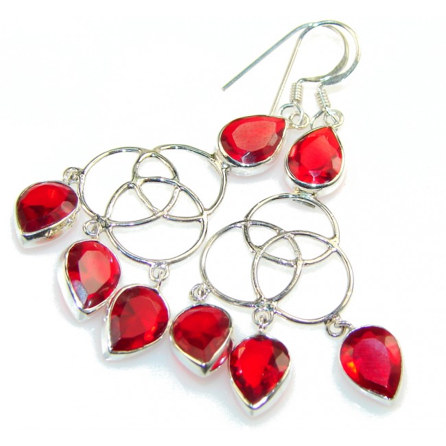 Make A Wish!! Red Quartz Sterling Silver Earrings