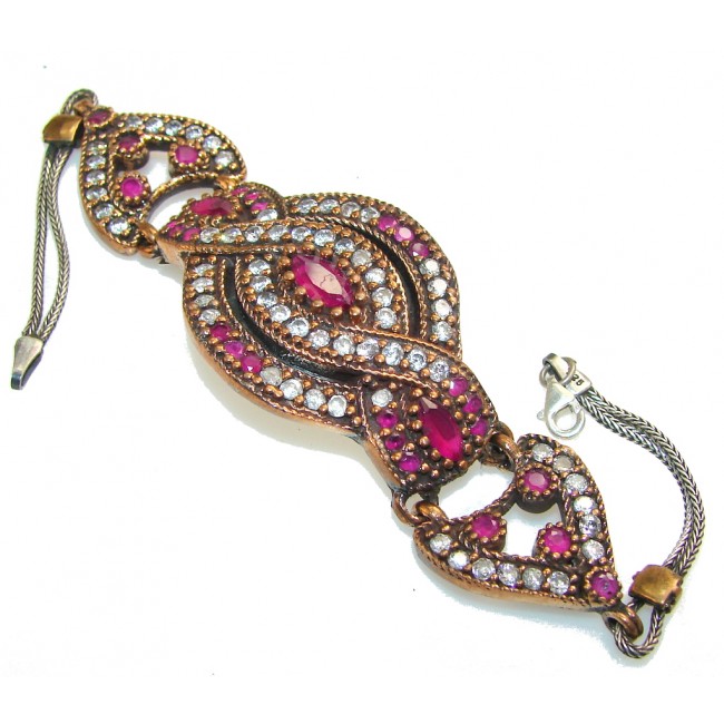 Voice Of The Wind!! Pink Ruby Sterling Silver Bracelet
