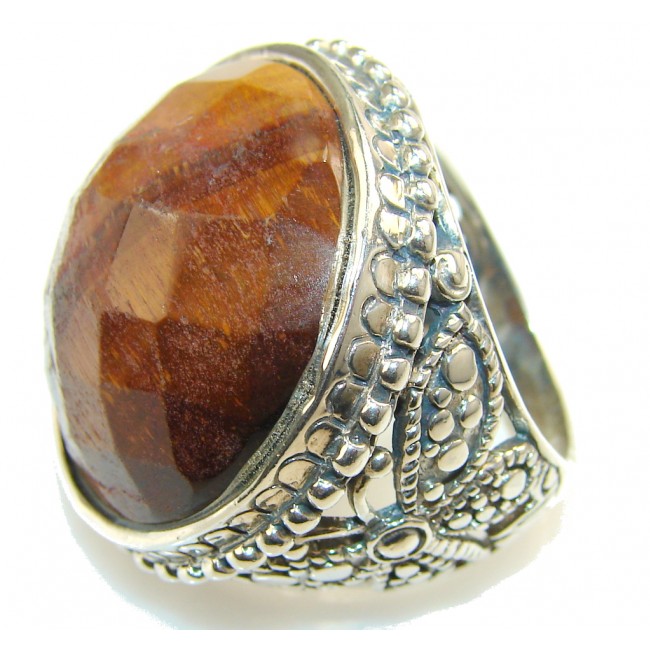 Inspire Brown Tigers Eye Sterling Silver Ring s. 9