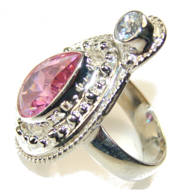 Fantastic Created Pink Kunzite Sterling Silver ring s. 7