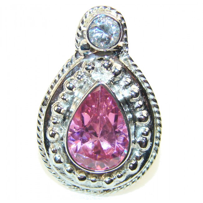Fantastic Created Pink Kunzite Sterling Silver ring s. 7