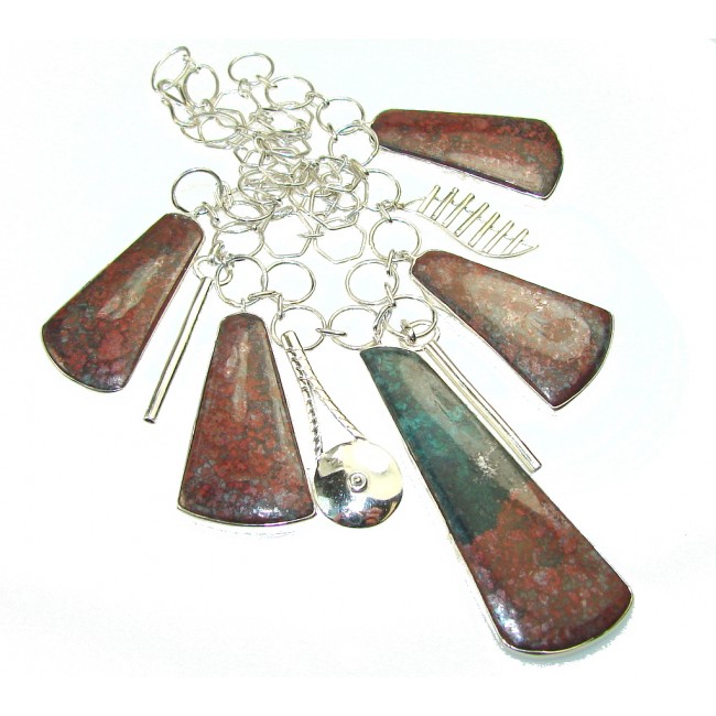 Paths Of Love!! Red Sonoram Jasper Sterling Silver Necklace
